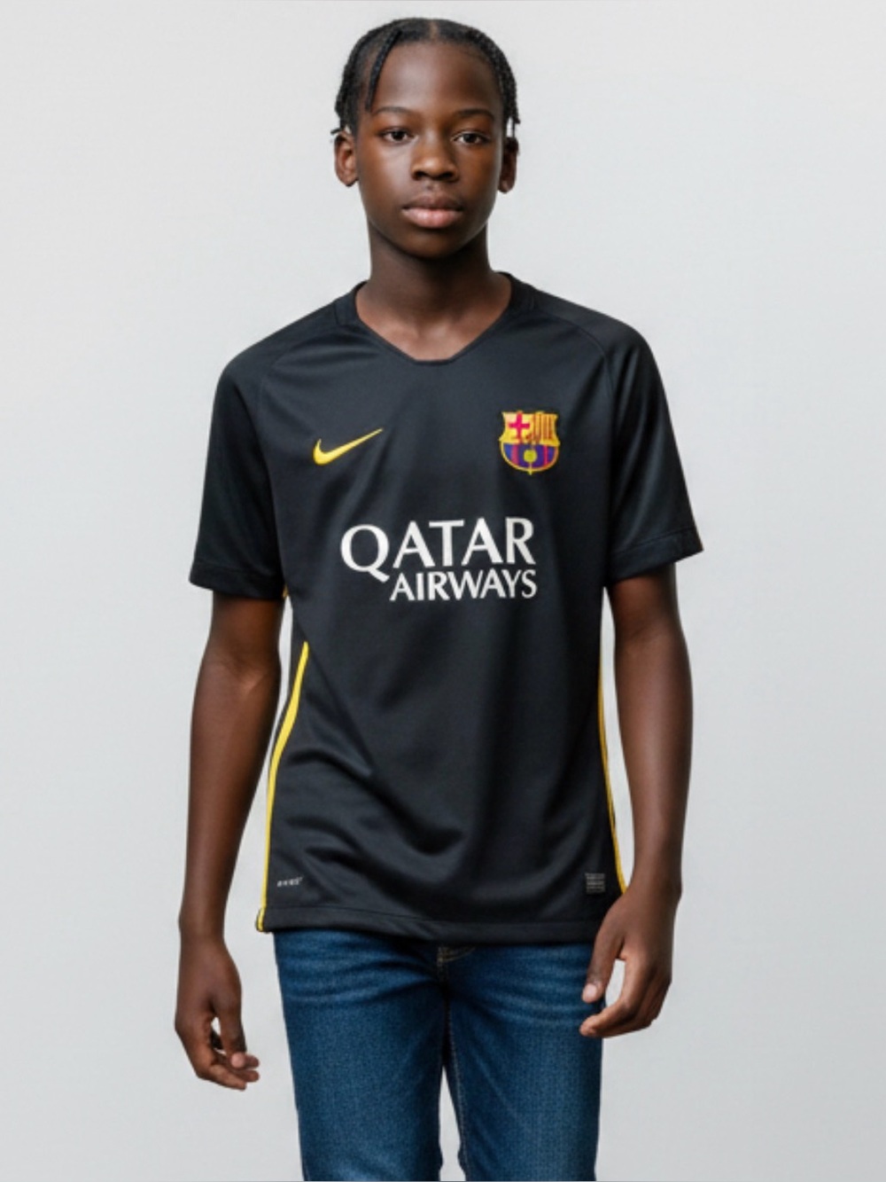 Nike FC Barcelona  2013-14 Third Jersey Stadium Version Black Youth Size M